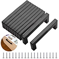 Tiradores Armario Acero Inoxidable 10pcs Matt Negro- con 20 Tornillos- Manijas de Morden Plaza de Muebles- para Cocinas…